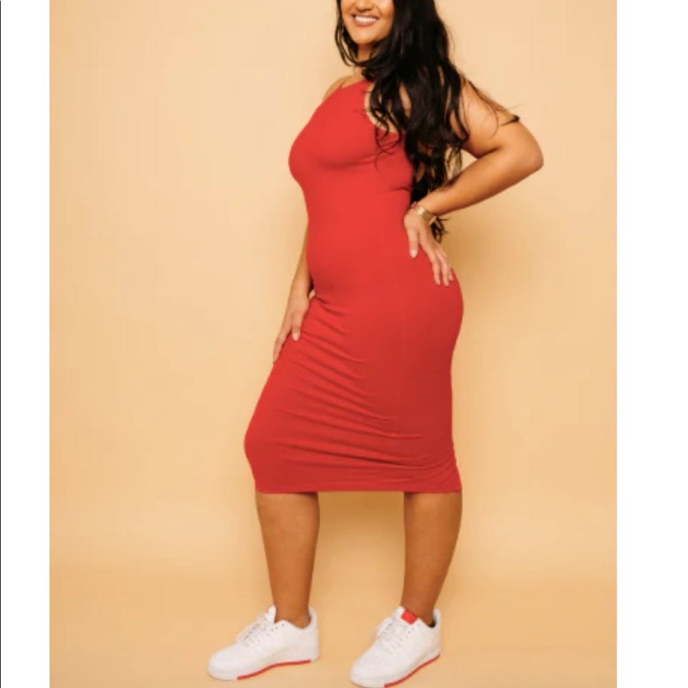 Manners London Nata dress burnt orange backless cotton stretchy summer- size M/L